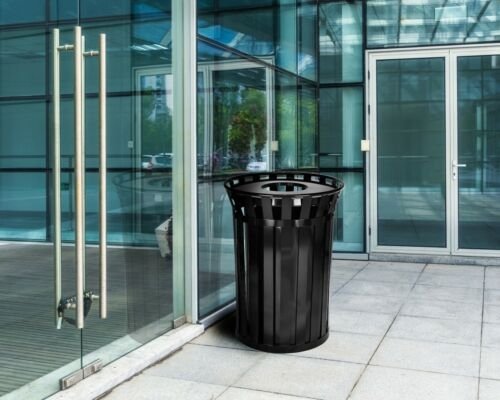 Outdoor Metal Waste Receptacle Commercial Trash Can
